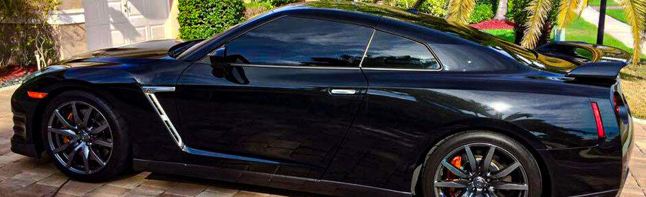 Black sports car with Window Tinting in Weston, Fort Lauderdale, Broward, Sunrise, FL, and Nearby Cities